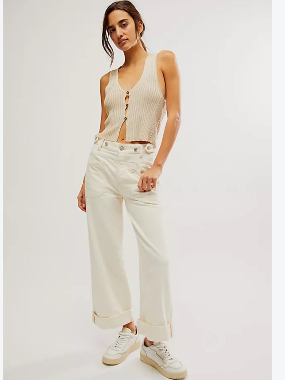 Free People We The Free Palmer Jeans Eggshell – Size 30.